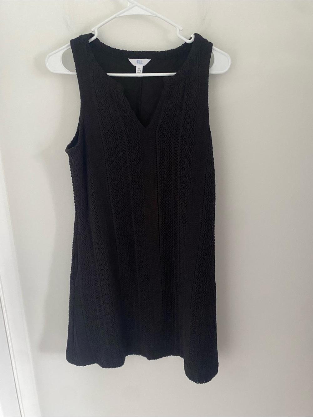 Time&Tru Black Crochet Mini Dress